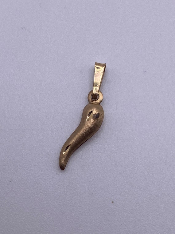thumbnail image 2 of 10K Real Gold Italian Horn Pendant - 1.75 Inch Cornicello Charm - Alex And Elsa 2 of 5