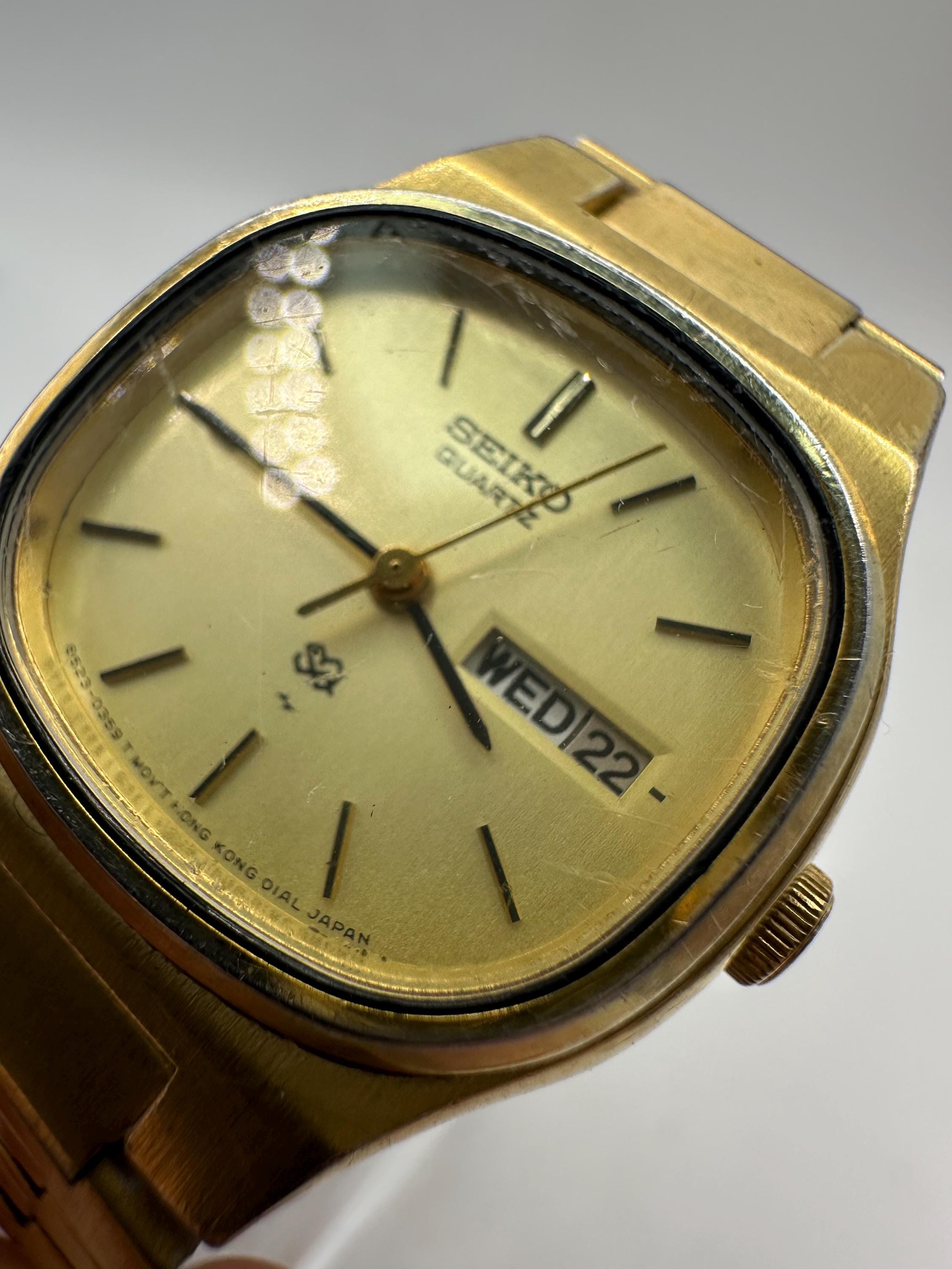 金色の瞳♡ Vintage Seiko 8523 Ladies Gold Tone Day Date Watch Quartz Gift Her