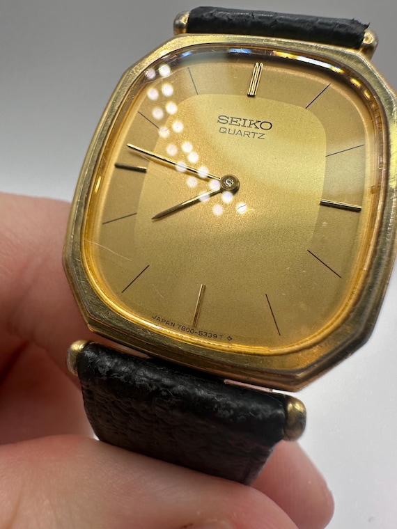 Sarinco Seiko RARE 7800 5349 Ladies Gold Tone Oval Tank Watch Gift Her