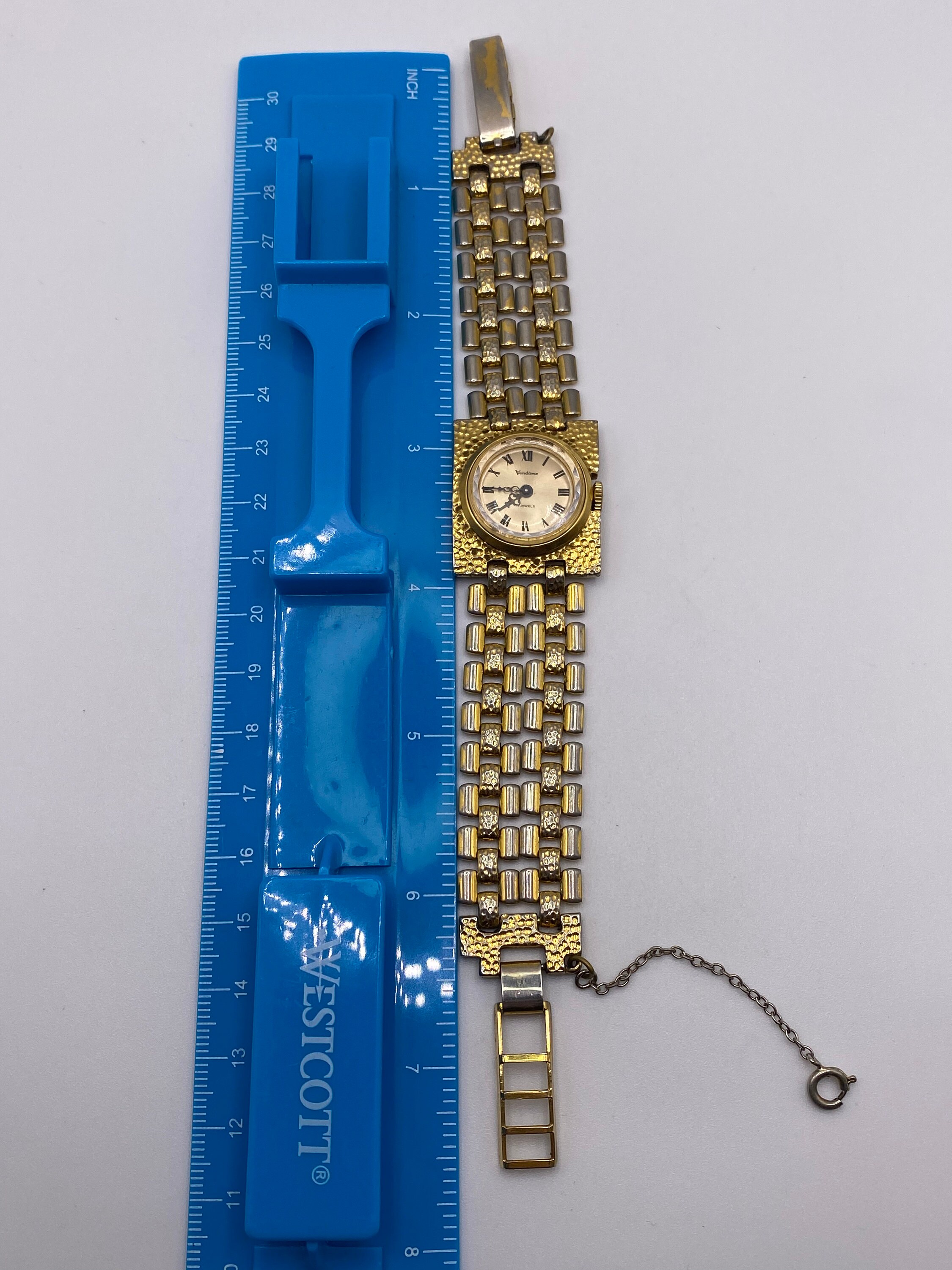 Vintage Vendome Mechanical Wind Gold Tone Chain Bracelet 