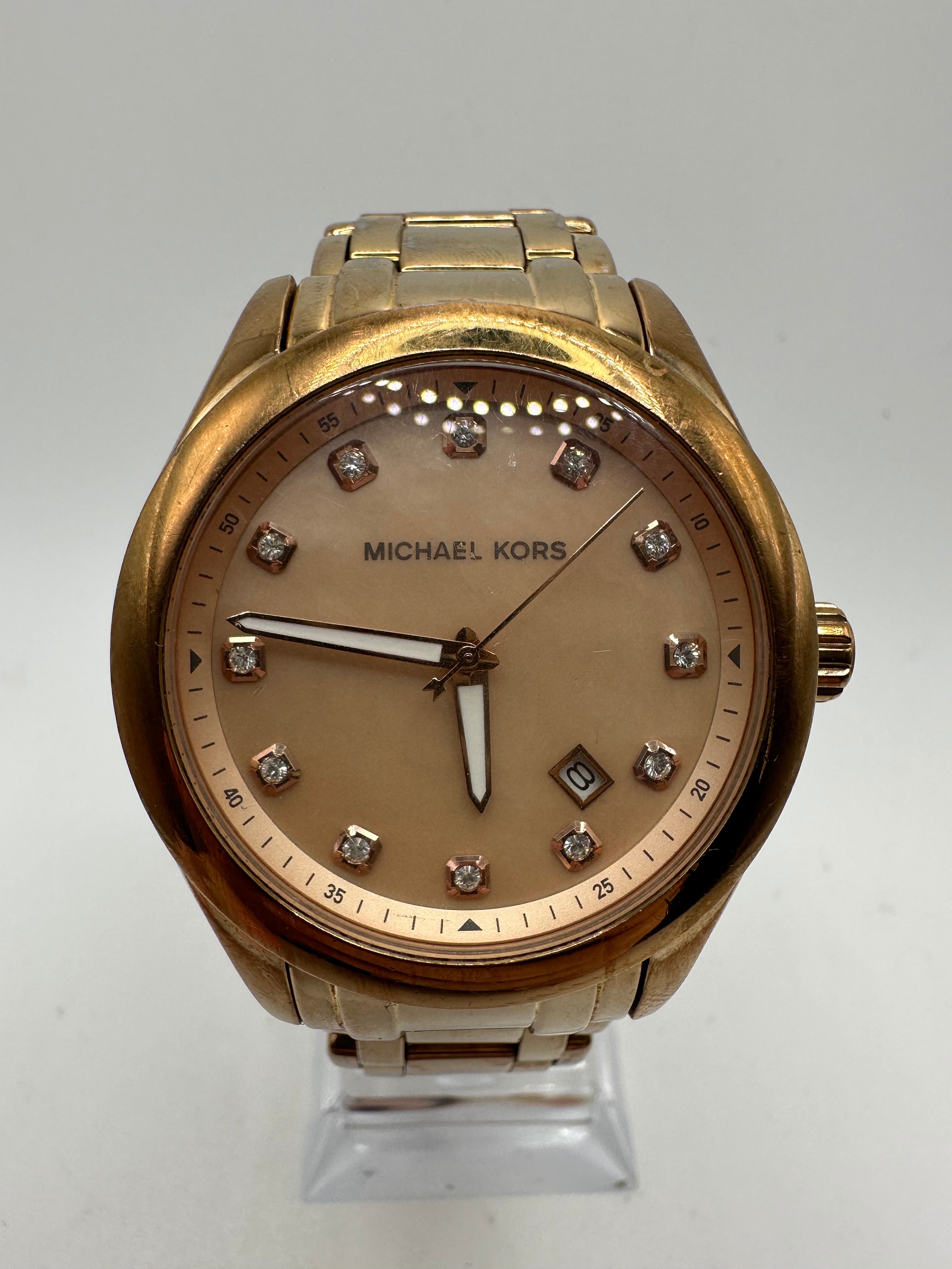 Vintage Michael Kors Rose Gold and Faux Diamond Ladies Large 