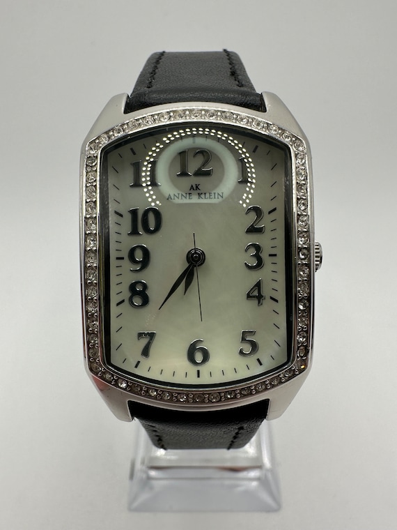 Anne Klein Ladies Bubble Tank Watch Silver Diamond Mother of  display picture 3