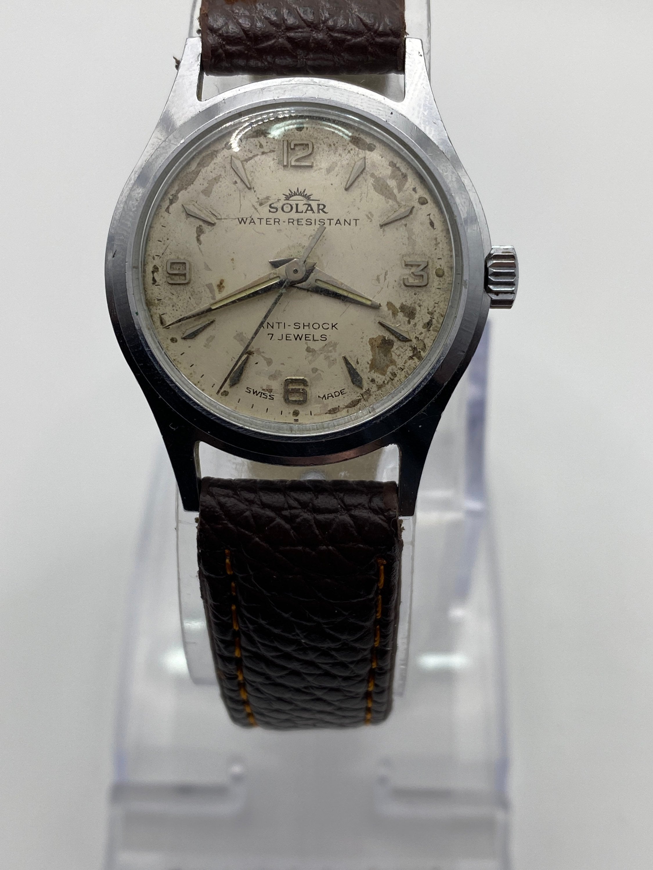 Antique 30mm Solar Oris 582 KIF Movement Mechanical Wind Watch