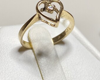 taille vintage 3 10k 10k 10 k en or et diamant promesse bague coeur pour les dames ou tout simplement porter comme une bague normale cadeau de fiançailles de mariage pour elle