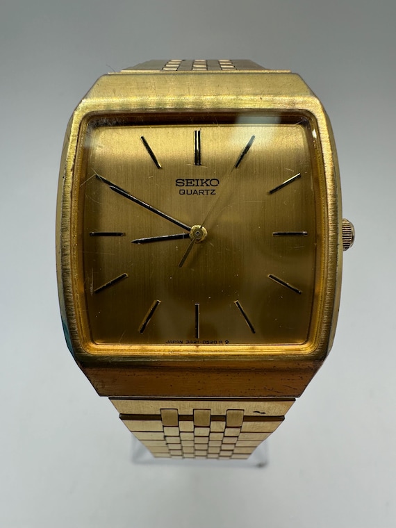 Seiko 3421 Vintage Gold Tone Tank Watch Quartz Men Women Unisex