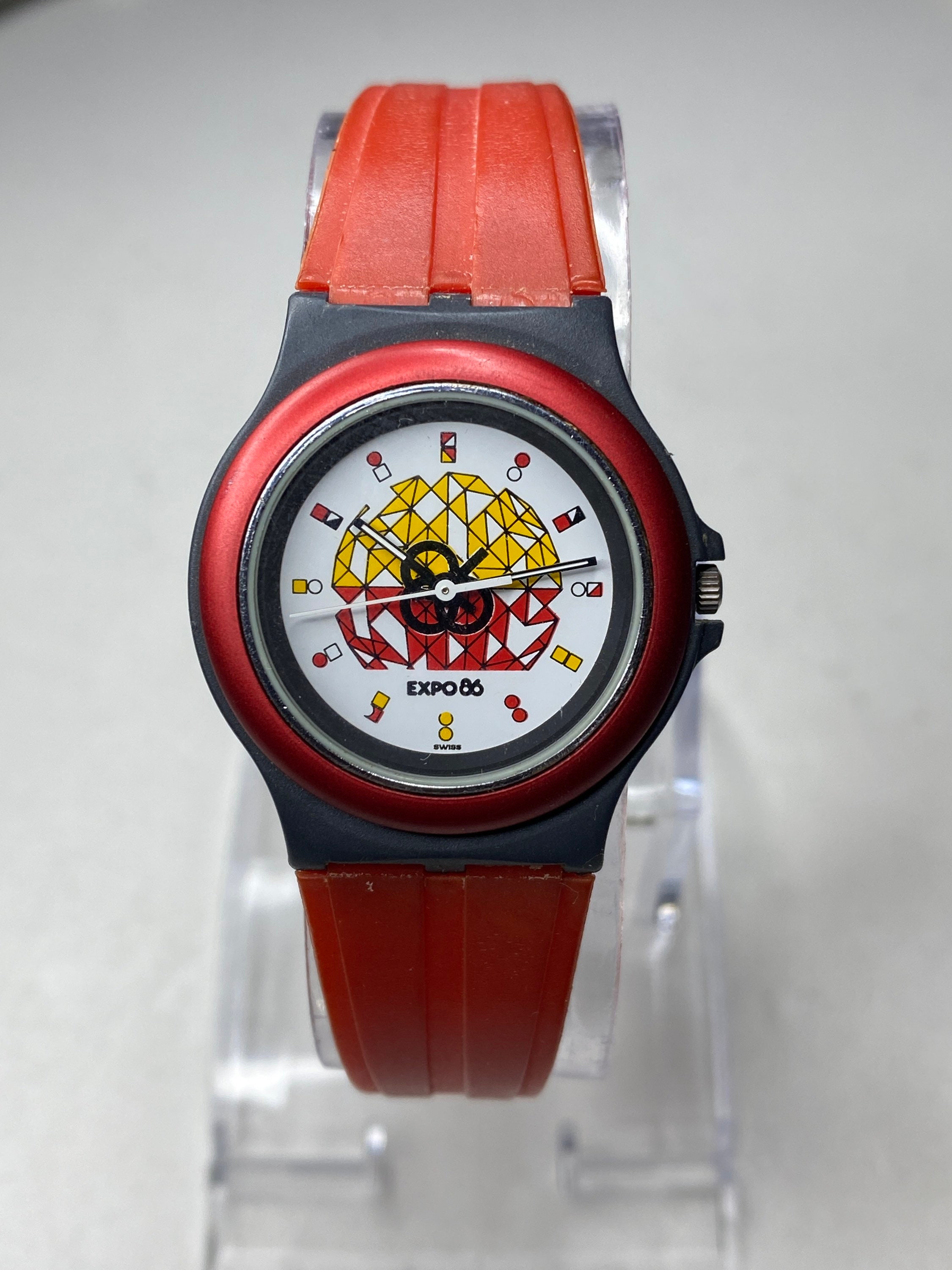 Vintage 1986 Vancouver Expo 86 Quartz Watch by Swatch Red Swiss 