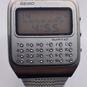 Necesita trabajo Seiko C359 5007 digital lcd vintage reloj inoxidable plata Japón regalo él ella hombres mujeres diy proyecto