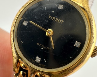Tissot Stylist Vintage Gold Tone Swiss Made Ladies Watch Black