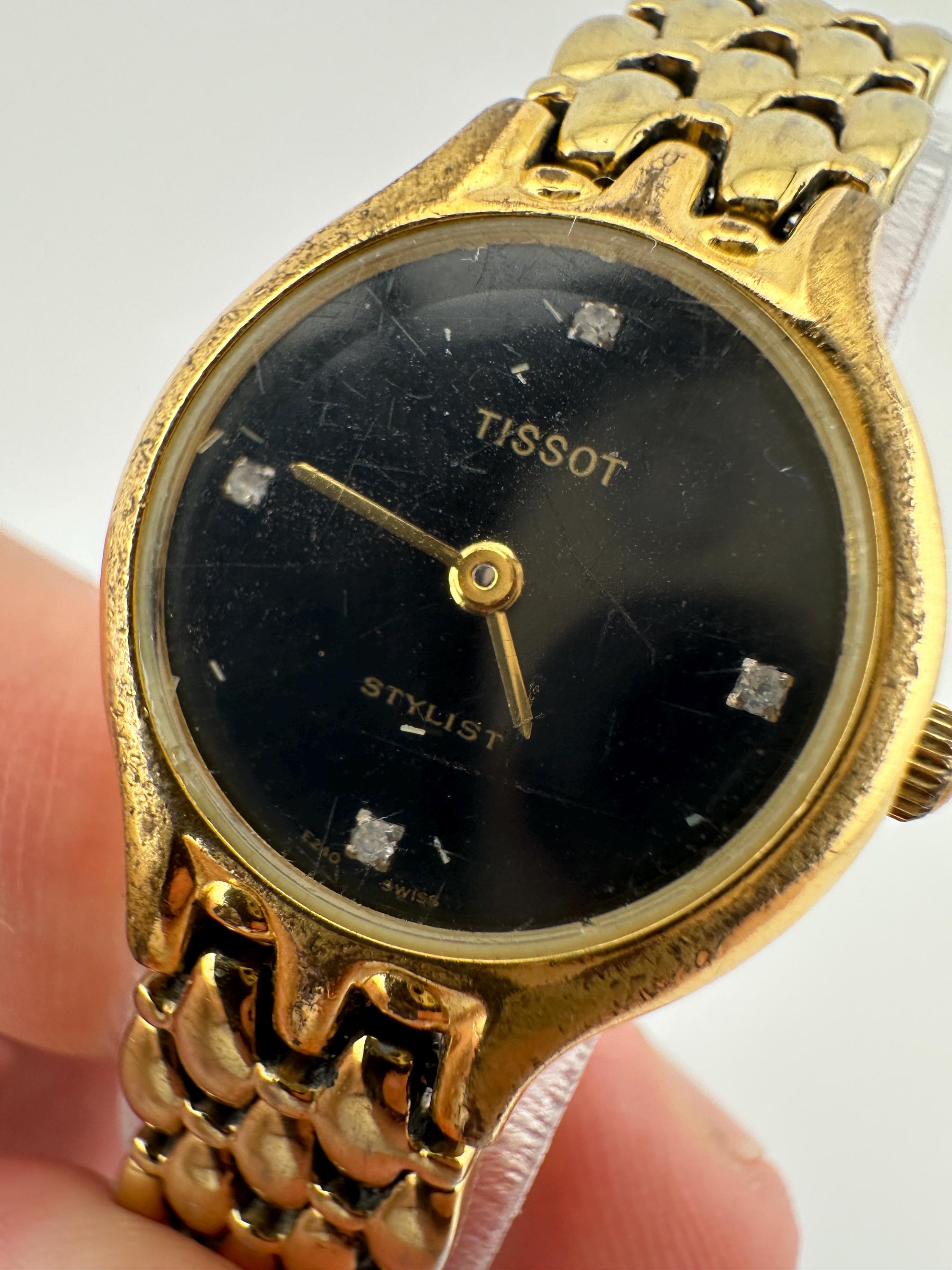 Tissot Stylist Vintage Gold Tone Swiss Made Ladies Watch Black