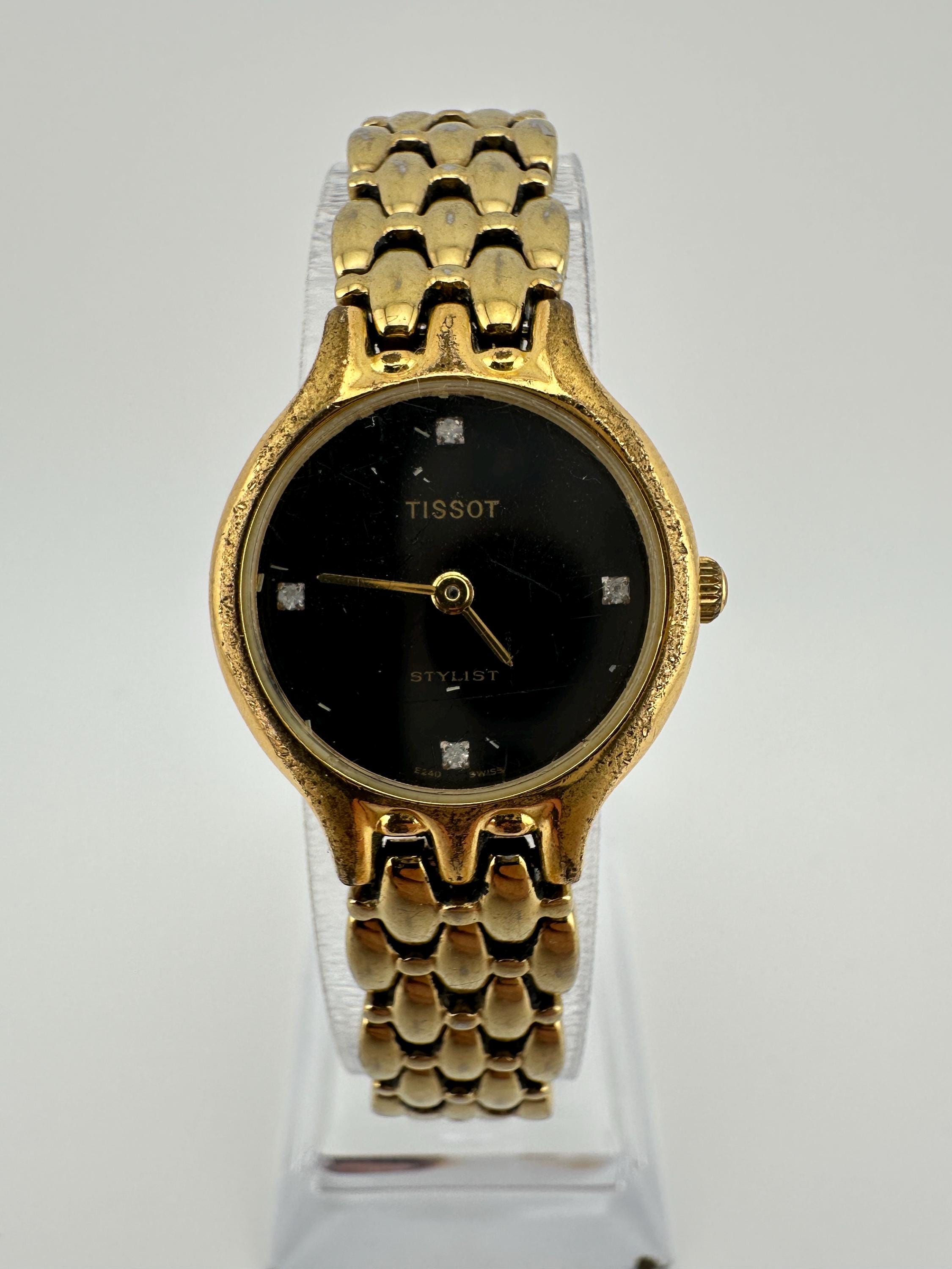 Tissot Stylist Vintage Gold Tone Swiss Made Ladies Watch Black
