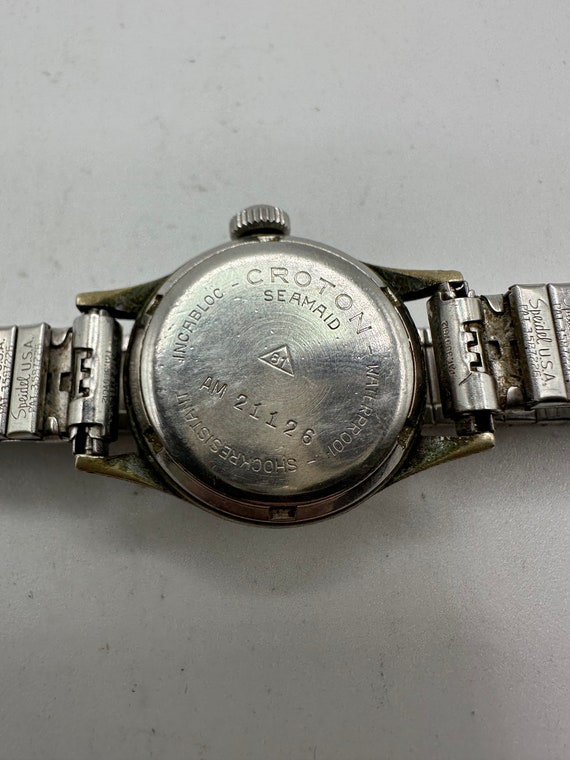 Vintage Croton Quartz Ladies Expansion Watch Silver Tone Stretch Band Vintage Swiss Made Croton Mechanical Wind Up Ladies Watch  main image 4