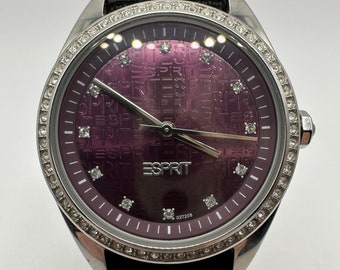 Vintage esprit dames cadran violet qaurtz montre de mode cadeau sa femme maman boîtier en argent bracelet en tissu