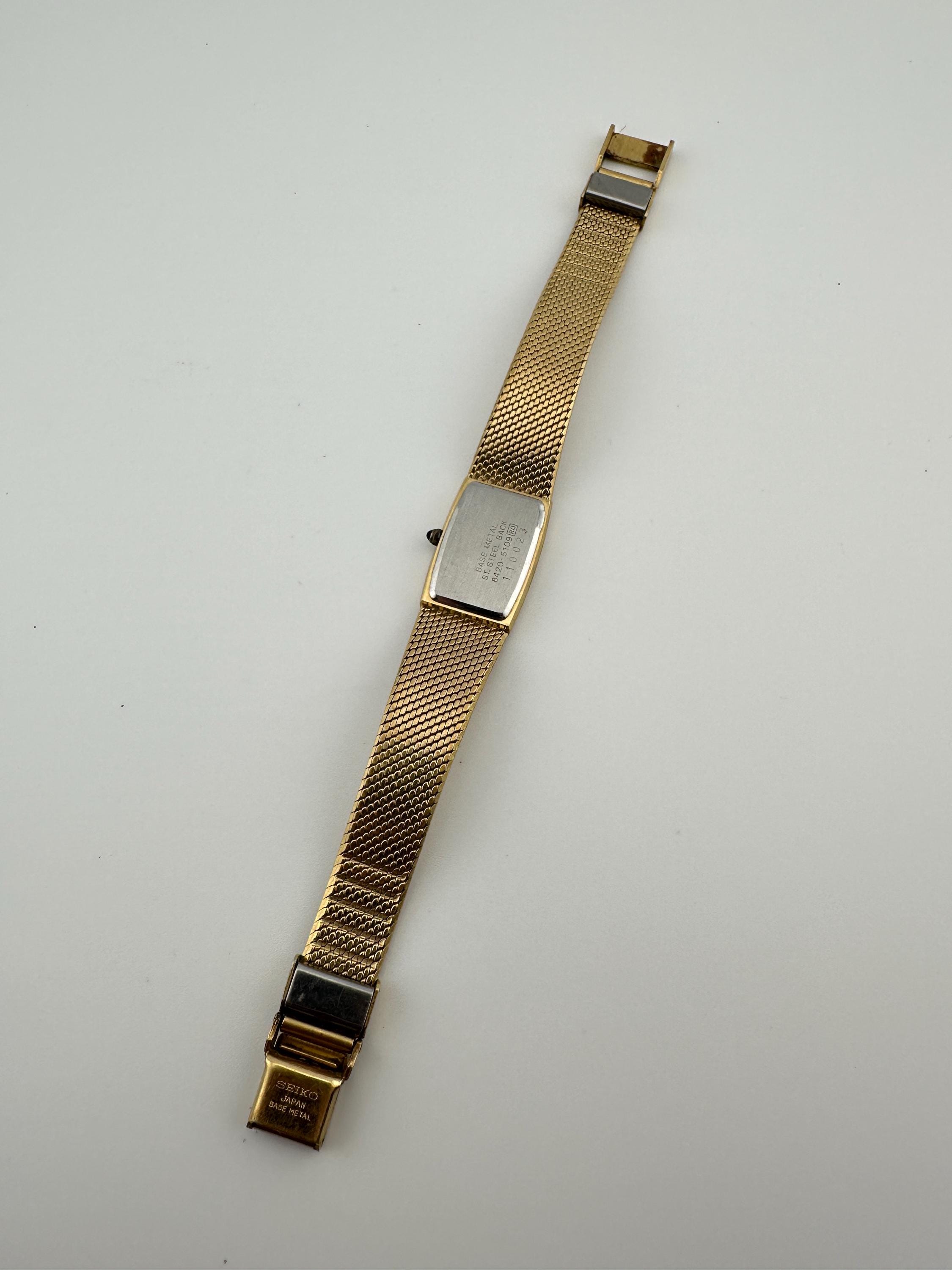 Seiko Lassale RARE Vintage Ladies Mesh Tank Watch Gold Tone Square