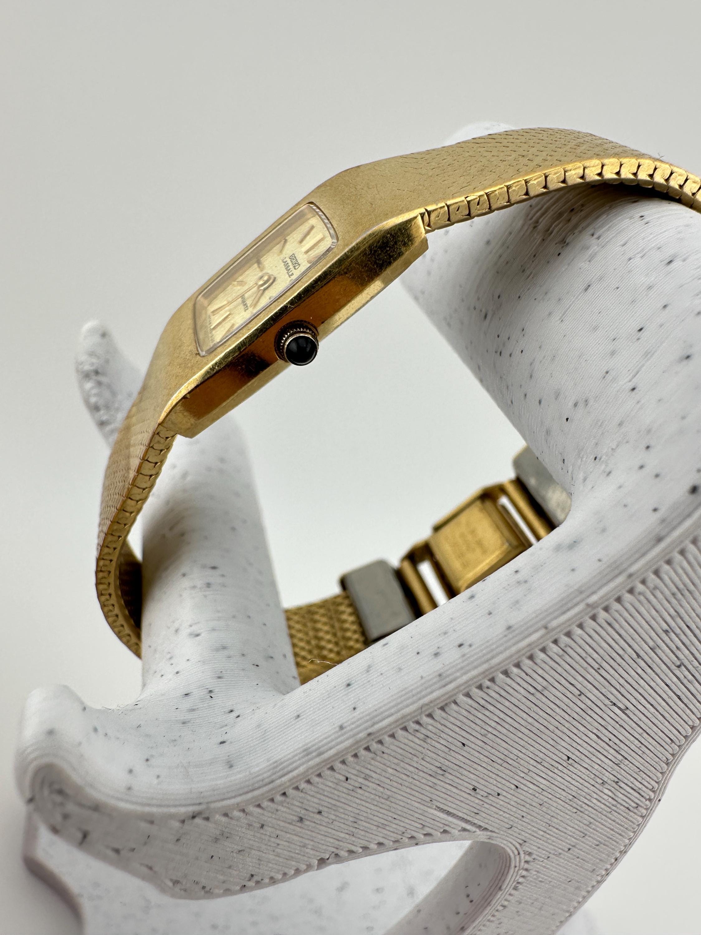 Seiko Lassale RARE Vintage Ladies Mesh Tank Watch Gold Tone Square