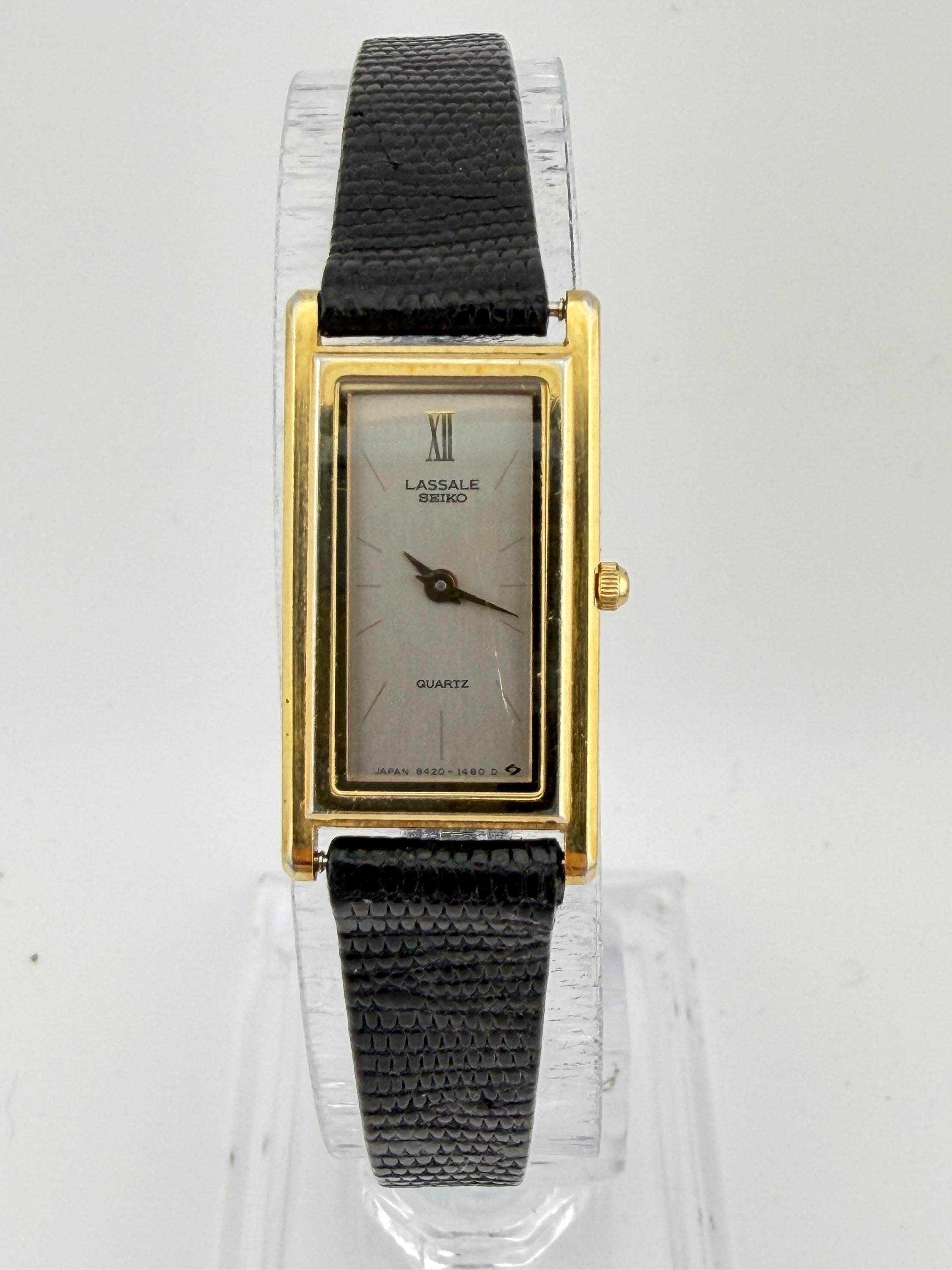 Seiko Lassale Ladies Vintage Gold Tone Tank Watch Dress Small Gift