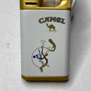 vintage Camel blanc et or gaz butane allume-cigare de collection rechargeable cadeau lui ses hommes femmes rétro