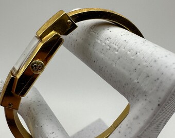Vintage Borel Ladies Gold Tone Mechanical Wind Cuff Bangle  display picture 1