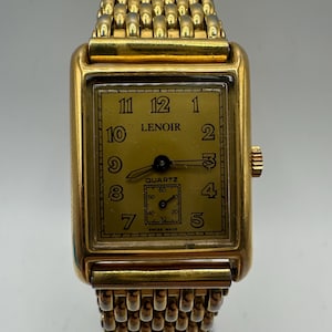 kamazzo paris watch Lenoir gold tone tank Watch Swiss made art deco style 1980s gift her vintage ladies women mom sale rectangle dress