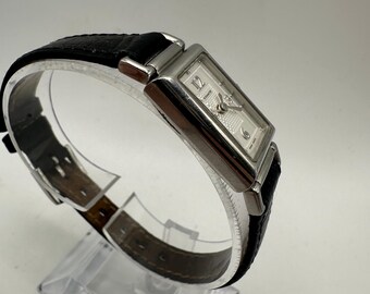 Coach Vintage Swiss Made Ladies Silver Tank Watch Black