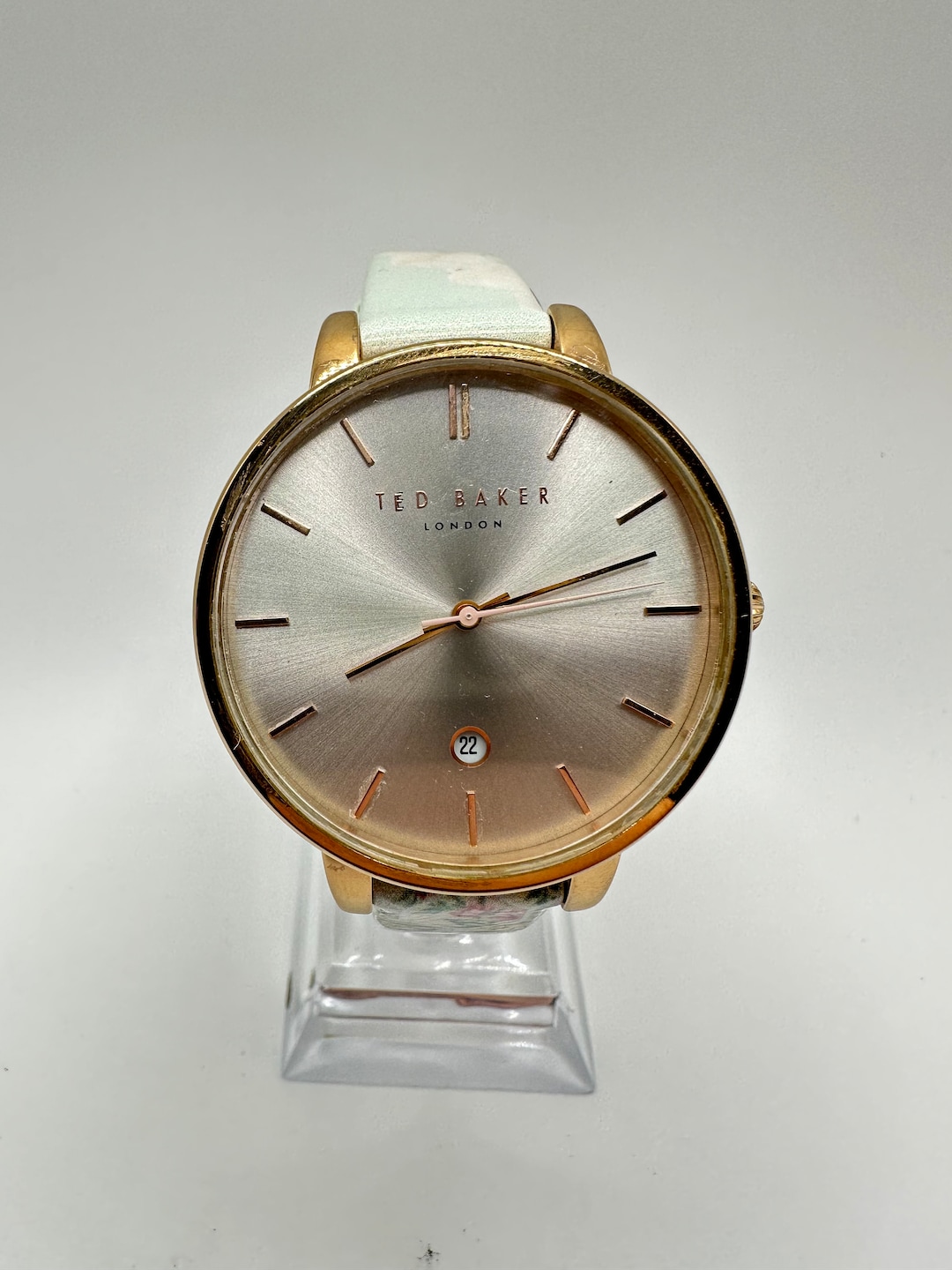 Ted Baker Ladies 41mm Rose Gold Watch Floral Strap Designer