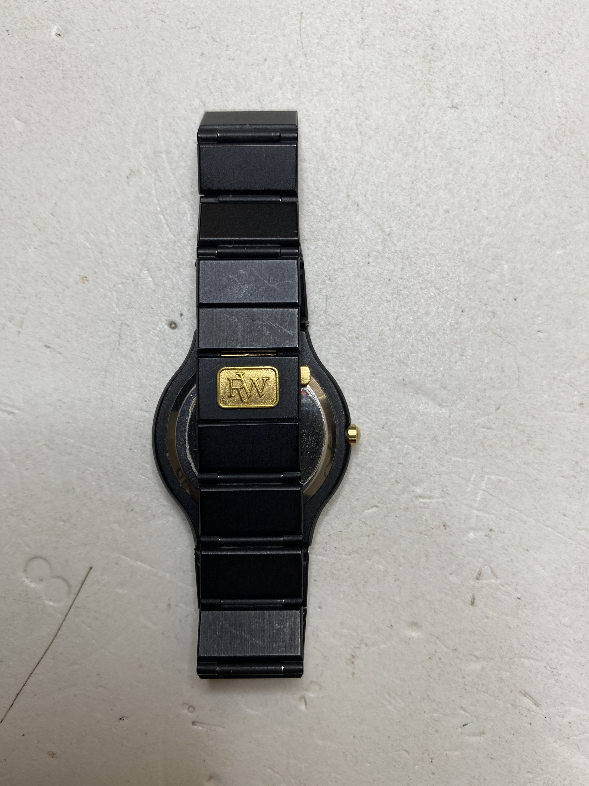 RARE Raymond Weil 9913 Black and Gold Stainless Steel Quartz