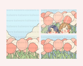 Tulip Field & Date Matte Cardstock Art Print 176gsm