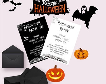 Faire-part d'Halloween, Faire-part d'Halloween pour adultes, Faire-part d'Halloween pour adultes, Faire-parts personnalisés, Faire-part d'Halloween imprimés et enveloppe.