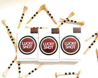 Lucky Shot Bamboo Golf Tees | Black Stripe, Eco-Friendly (54 Count)