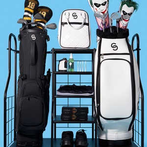 Golf Bag Organiser - Golf Bag Stand (Dual Unit) Golf Gift idea, Golf Gifts for him , Golf Gifts for her