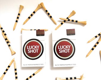 Lucky Shot Premium Bamboo Golf Tees | X2 Pack, 36 Golf Tees | Size 2 3/4 -  70mm  | Iconic Packaging | Durable | Eco-Freindly | Golf Gift