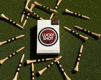 Lucky Shot Bamboo Golf Tees | 18-Pack, Black Stripe