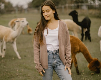 Alpaca wool cardigan for women, Oversized open front sweater, Hand knit cardigan womens sweater, Loose oversized knit sweater