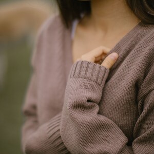 Alpaca wool cardigan for women, Oversized open front sweater, Hand knit cardigan womens sweater, Loose oversized knit sweater image 3