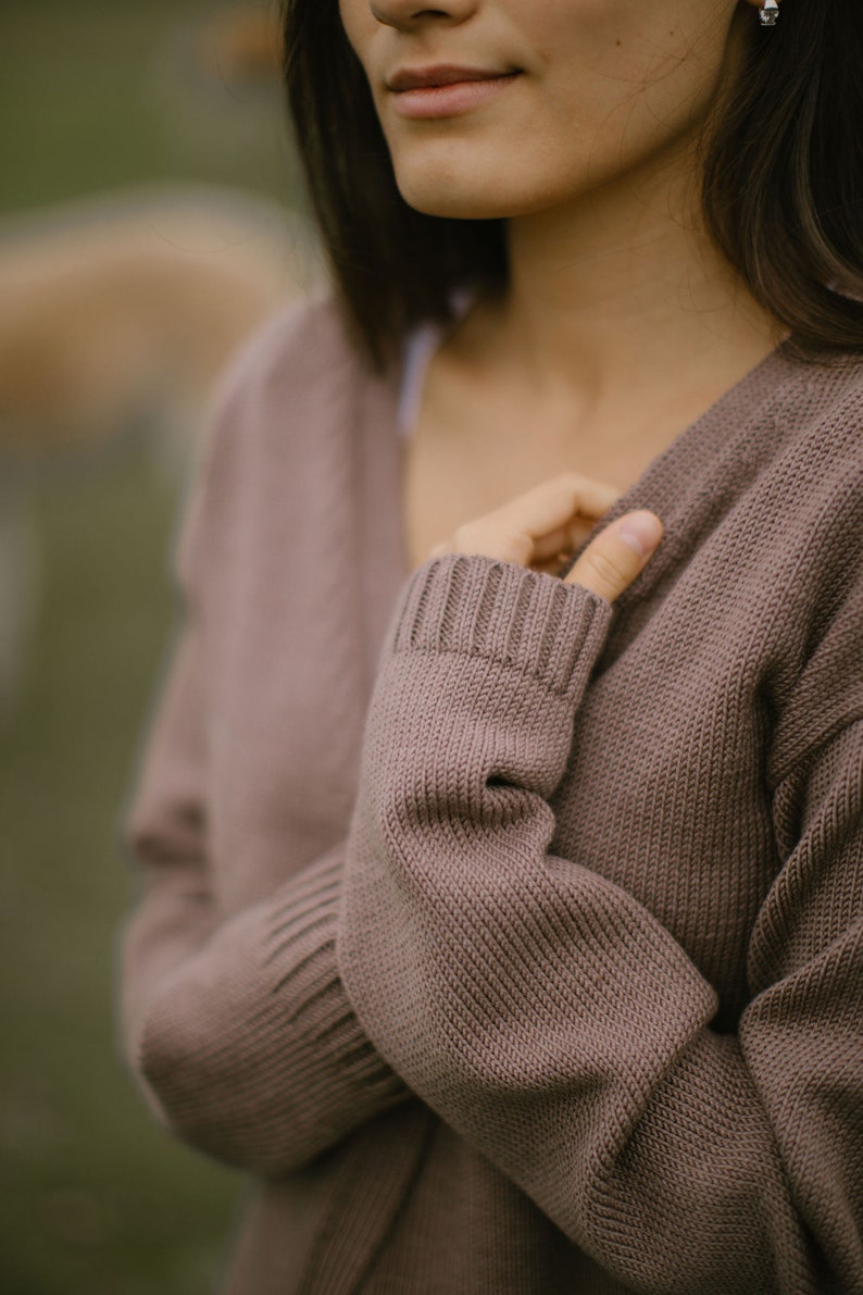 Alpaca wool cardigan for women, Oversized open front sweater, Hand knit cardigan womens sweater, Loose oversized knit sweater image 3