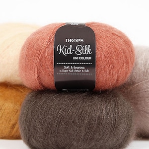 Kid Mohair Silk yarn, 19 colours! Garnstudio Drops design KID-SILK 75% kid Mohair 25 silk Luxury glossy fluffy knitting wool 25 grams