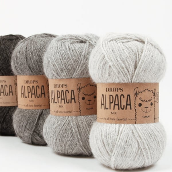 Hilo de Alpaca, 25 colores en stock grande - Garnstudio DROPS Design Alpaca 100% Super Fine Alpaca - Lana de punto de lujo de 4 capas