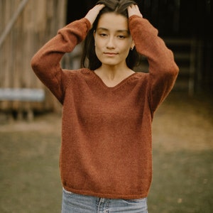 Loose knit ALPACA SWEATER for women, 25 COLORS, Oversized V-neck sweater for fall and winter, Womens alpaca wool sweater, Alpaca gifts image 9