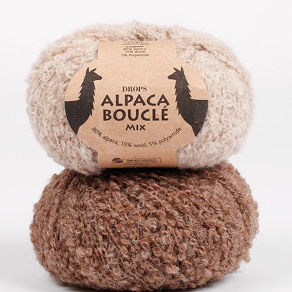 Alpaca Boucle yarn! Garnstudio DROPS Design Alpaca Boucle 80% Alpaca 15 wool Loopy knitting wool / Doll Hair, toy making 50 grams