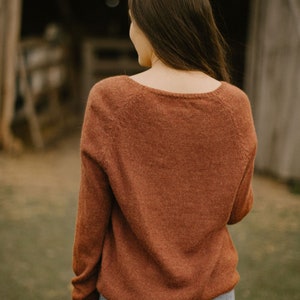 Loose knit ALPACA SWEATER for women, 25 COLORS, Oversized V-neck sweater for fall and winter, Womens alpaca wool sweater, Alpaca gifts image 3