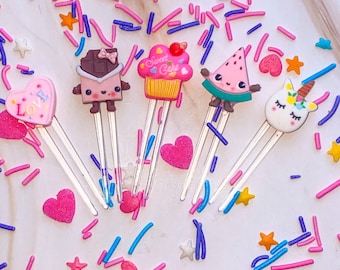 Cute lunch bite picks, Food picks, Bento picks, Bento Lunch, Mini forks, Kids Lunch Picks, kawaii Japanese food picks
