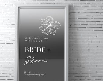 Welcome to our Wedding Sign, Personalized Entrance Sign, Vinyl Wedding Decal, Reception Sign, Wedding Mirror Sign, Custom Wedding Mirror