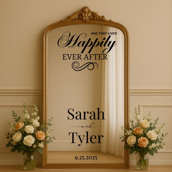 Welcome to our Happily Ever After Personalized Wedding Sign: Wedding Welcome Sign | Elegant script sign for Bride and Groom