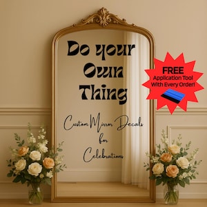 Custom Wedding Mirror Decal: Personalized Vinyl Celebration Sign