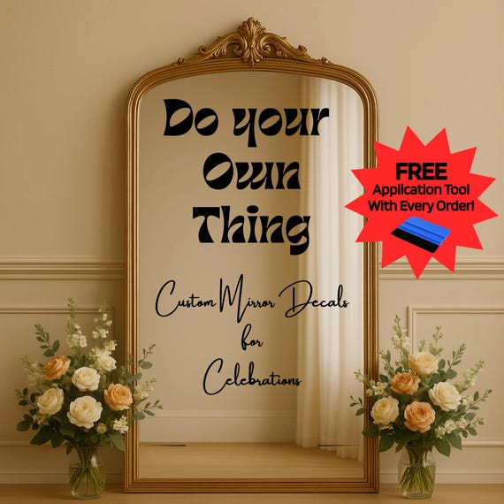 Custom Wedding Mirror Decal: Personalized Vinyl Celebration Sign