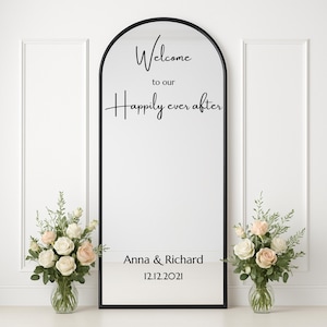 Personalized Wedding Mirror Decal: Happily Ever After Vinyl Sign