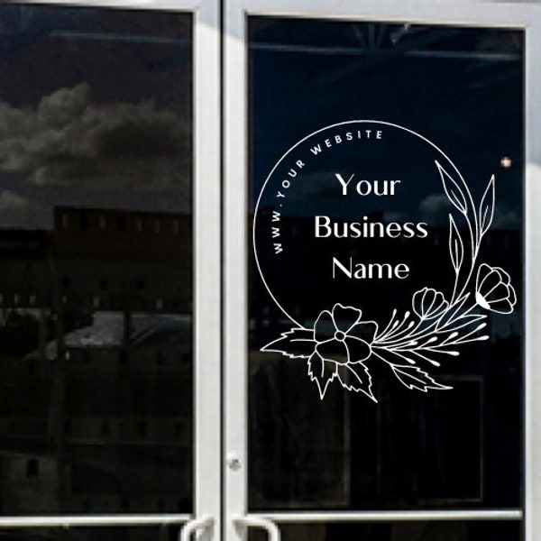 Customizable Window Decal / Floral Business Logo / Vinyl Decal / Your Company Name / Storefront Vinyl Sticker / Window Door Lettering / Sign