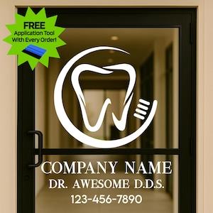 Business Decal: Dental Office Window Sign | Custom Vinyl Business Signs | Personalized Logo for Dental Offices