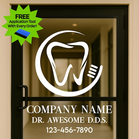 Business Decal: Dental Office Window Sign | Custom Vinyl Business Signs | Personalized Logo for Dental Offices