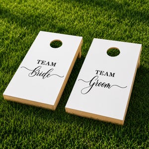 Wedding Cornhole Board Decals – Team Bride & Team Groom Vinyl Decals – Bridal Shower and Wedding Reception Games