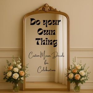 Custom Wedding Mirror Decal: Personalized Vinyl Celebration Sign